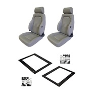 Autotecnica Toyota Landcruiser 75 Series Ute Grey Leather Adventurer S3 Seat & Rails Combo