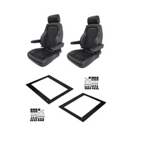 Autotecnica Toyota Landcruiser 75 Series Ute Black Leather Adventurer S4 Seat & Rails Combo