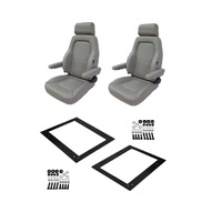 Autotecnica Toyota Landcruiser 75 Series Ute Grey Leather Adventurer S4 Seat & Rails Combo