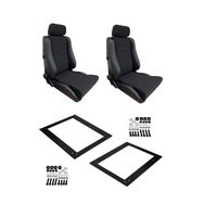 Autotecnica Toyota Landcruiser 75 Series Ute Black Leather/Fabric Adventurer S5 Seat & Rails Combo