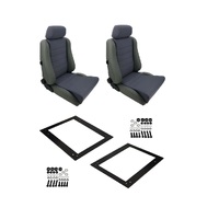 Autotecnica Toyota Landcruiser 79 Series Ute Grey Leather/Fabric Adventurer S5 Seat & Rails Combo