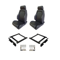 Autotecnica Toyota Landcruiser 70 Series Wagon Black Leather Adventurer S1 Seat & Rails Combo