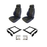 Autotecnica Toyota Landcruiser 70 Series Wagon Black Leather Adventurer S3 Seat & Rails Combo