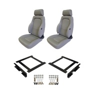 Autotecnica Toyota Landcruiser 70 Series Wagon Grey Leather Adventurer S3 Seat & Rails Combo