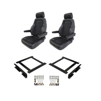 Autotecnica Toyota Landcruiser 70 Series Wagon Black Leather Adventurer S4 Seat & Rails Combo