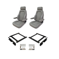 Autotecnica Toyota Landcruiser 70 Series Wagon Grey Leather Adventurer S4 Seat & Rails Combo