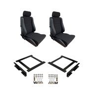 Autotecnica Toyota Landcruiser 70 Series Wagon Black Leather/Fabric Adventurer S5 Seat & Rails Combo