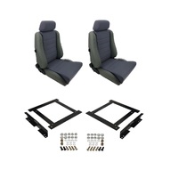 Autotecnica Toyota Landcruiser 76 Series Wagon Grey Leather/Fabric Adventurer S5 Seat & Rails Combo