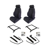 Autotecnica Toyota Hilux 2007-2014 Black Adventurer Cloth Seat & Rails Combo