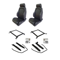 Autotecnica Toyota Hilux 2007-2014 Black Leather Adventurer S1 Seat & Rails Combo