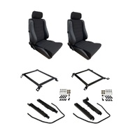 Autotecnica Toyota Hilux 2007-2014 Black Leather/Fabric Adventurer S5 Seat & Rails Combo