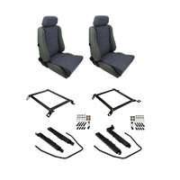 Autotecnica Toyota Hilux 2007-2014 Grey Leather/Fabric Adventurer S5 Seat & Rails Combo