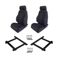 Autotecnica Jeep Wrangler JK 4-Door Black Adventurer Cloth Seat & Rails Combo