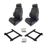 Autotecnica Jeep Wrangler JK 4-Door Black Leather Adventurer S1 Seat & Rails Combo