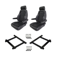 Autotecnica Jeep Wrangler JK 4-Door Black Leather Adventurer S4 Seat & Rails Combo