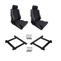 Autotecnica Jeep Wrangler JK 4-Door Black Leather/Fabric Adventurer S5 Seat & Rails Combo