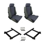 Autotecnica Jeep Wrangler JK 4-Door Grey Leather/Fabric Adventurer S5 Seat & Rails Combo