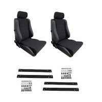 Autotecnica Holden Rodeo RA Black Leather/Fabric Adventurer S5 Seat & Rails Combo