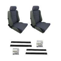 Autotecnica Holden Rodeo RA Grey Leather/Fabric Adventurer S5 Seat & Rails Combo