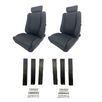 Autotecnica Holden Commodore VB Black PU Leather Sports Seat & Rails Combo