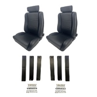 Autotecnica Holden Commodore VB Black PU Leather Twin Adjust Sports Seat & Rails Combo