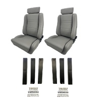 Autotecnica Holden Commodore VB Grey PU Leather Twin Adjust Sports Seat & Rails Combo