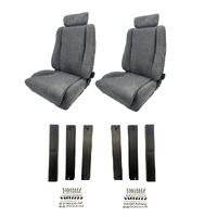 Autotecnica Holden Commodore VH Grey Striped Cloth Lumbar Support Sports Seat & Rails Combo