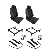 Autotecnica Mitsubishi Triton ML Black Leather/Fabric Adventurer S5 Seat & Rails Combo