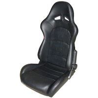 SS33 SPORTS SEAT PU LEATHER BLK ONE PAIR